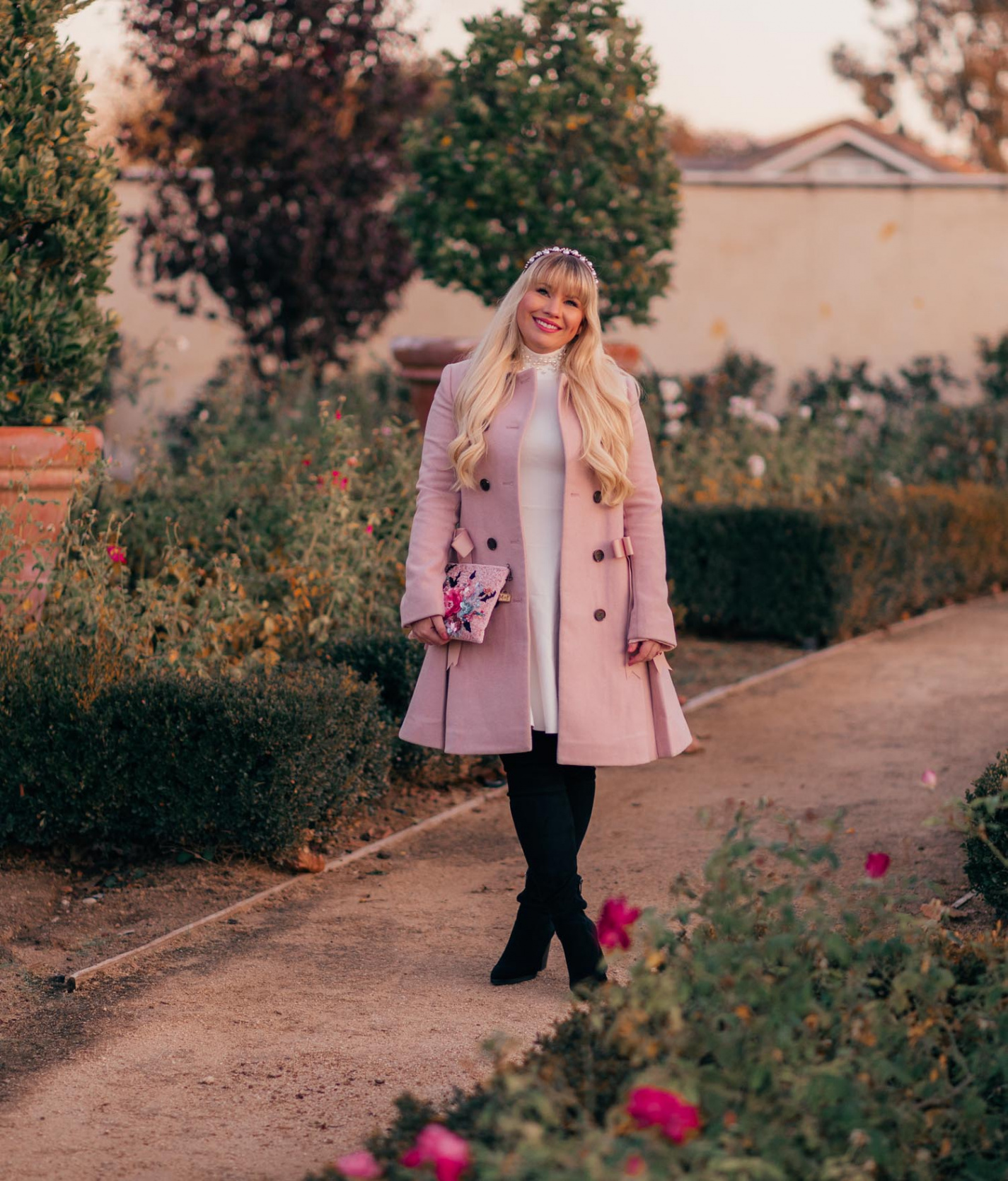 A Dreamy White and Pink Winter Outfit - Lizzie in Lace