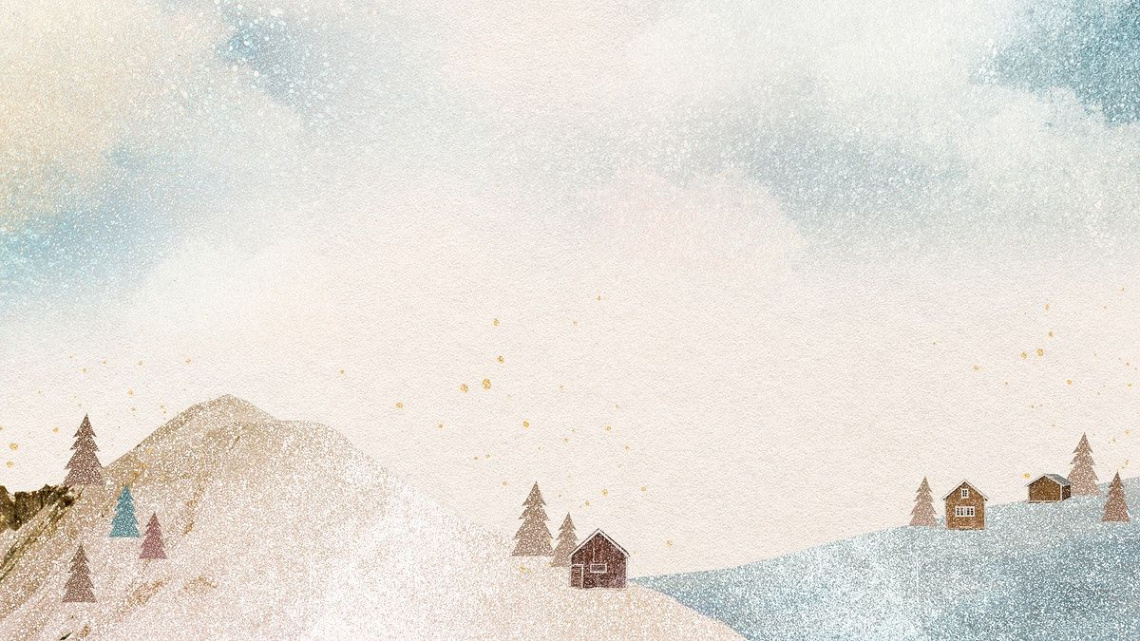 Aesthetic landscape desktop wallpaper, winter holiday design