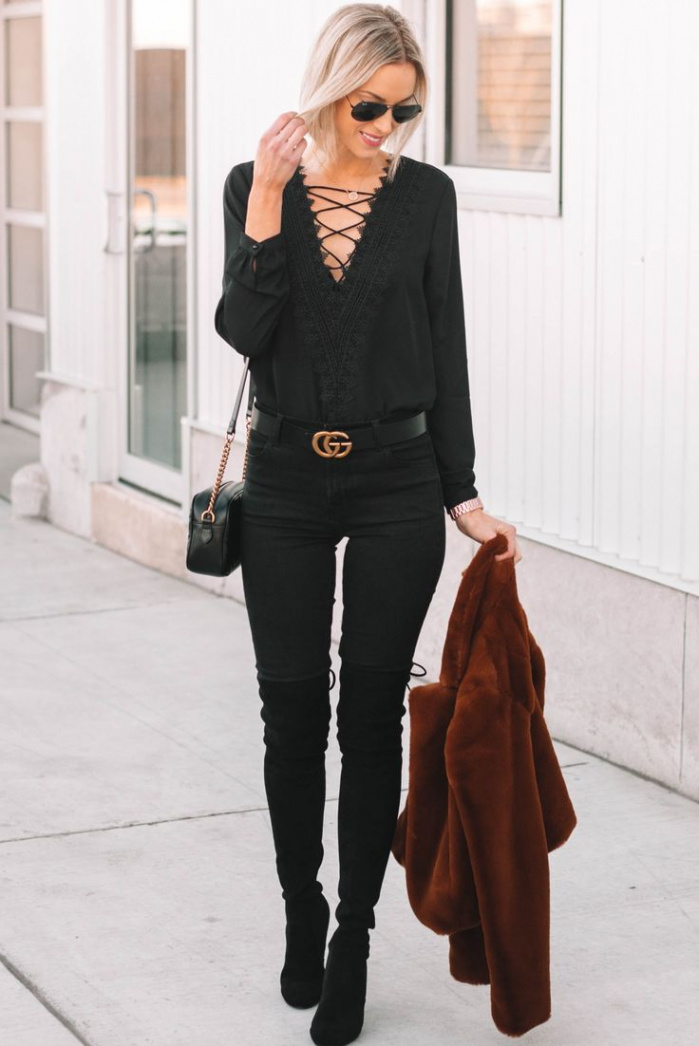 All Black Dressy Date Night Look - Straight A Style  Winter