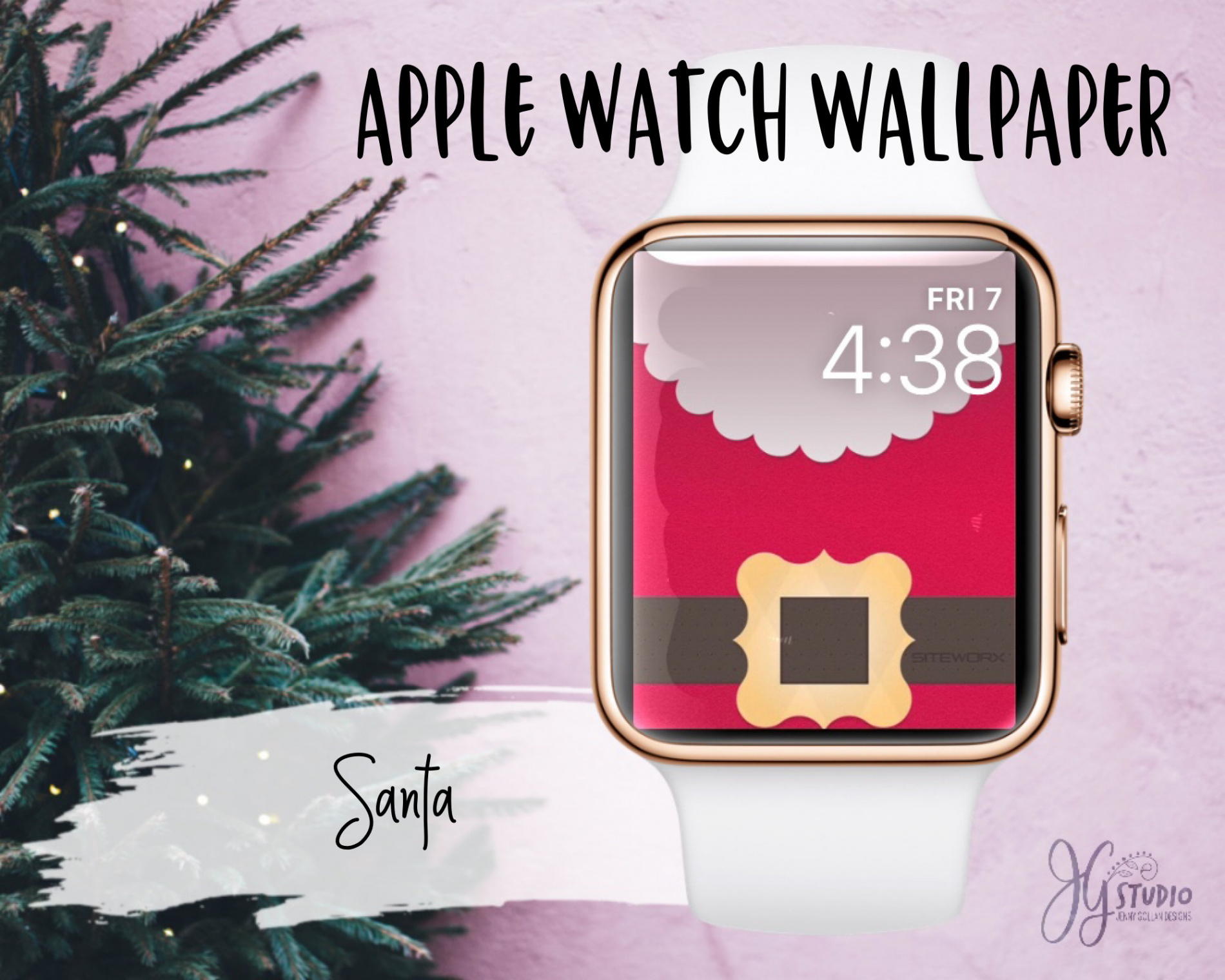 Apple Watch Wallpaper Weihnachten Santa Original Art Watch Face Design