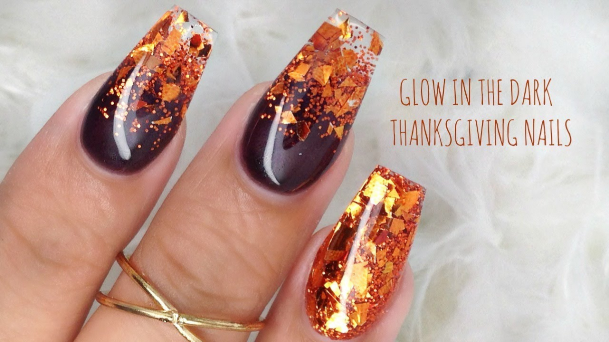 BOMB Glow in the Dark Thanksgiving nails!
