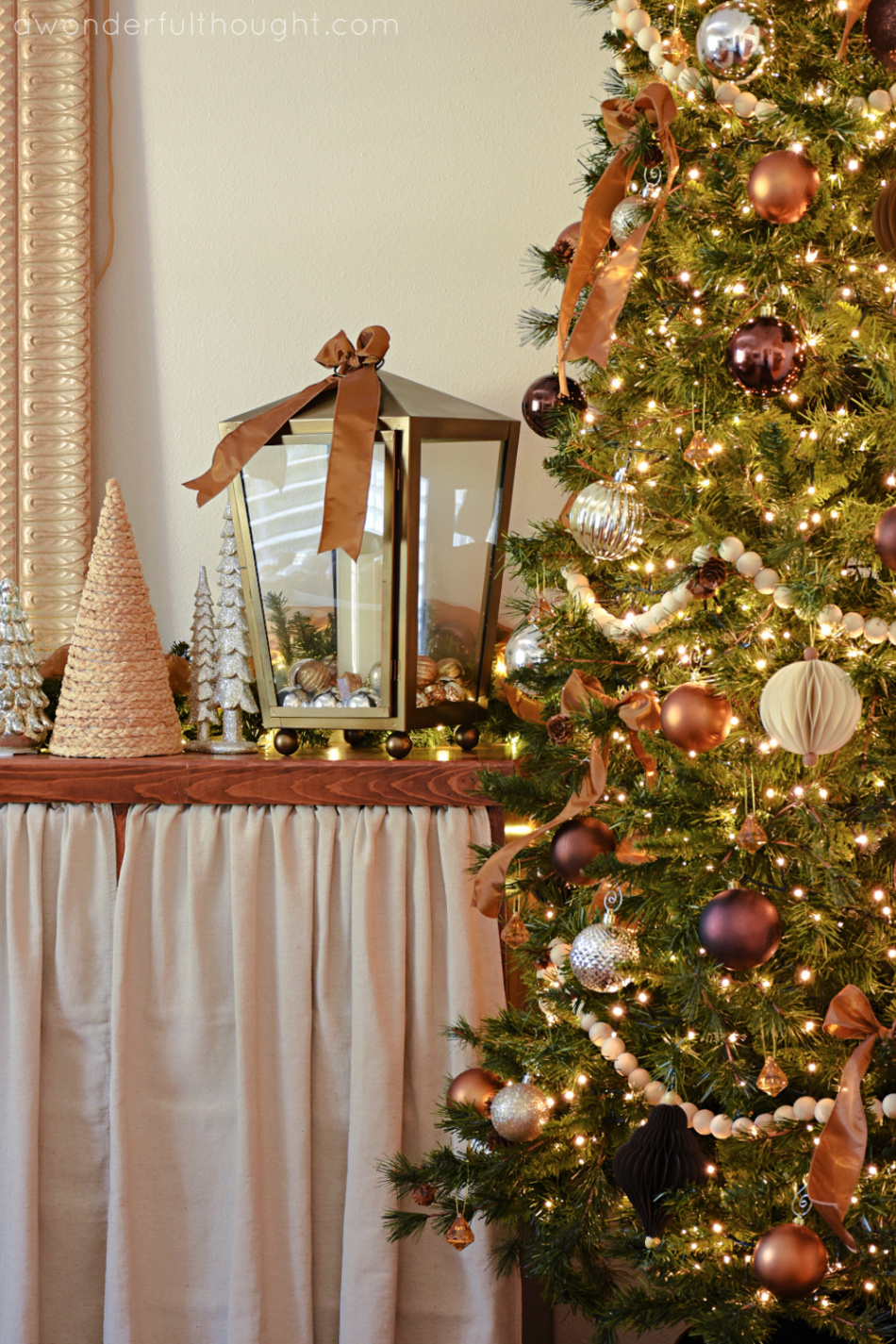 Brown Christmas Tree with bronze accents - A Wonderful Thought