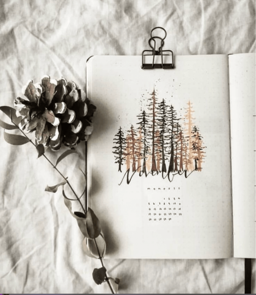 Bullet Journal November cover ideas for inspiration