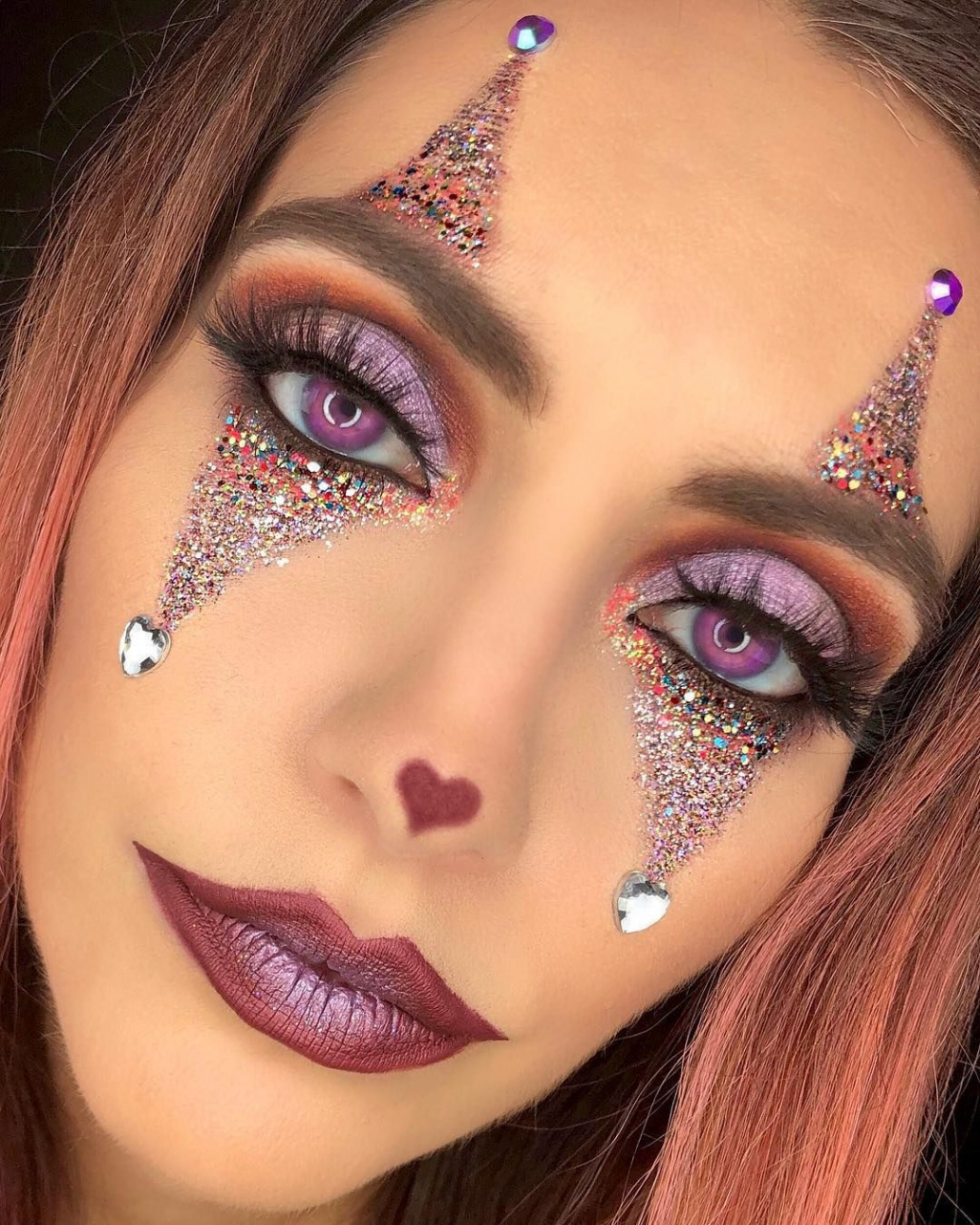 Christa Rice on Instagram: "🤡Glitter Glam Clown 🤡 Makeup details