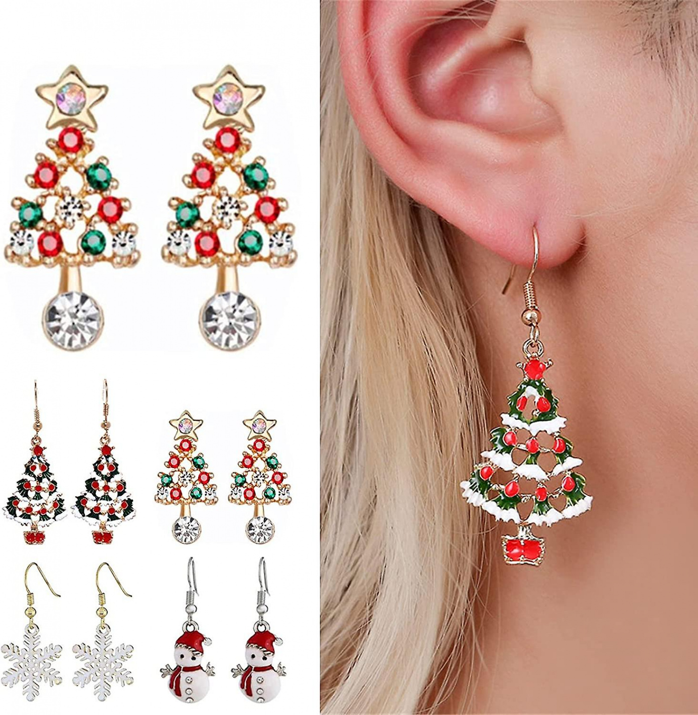 Christmas Tree Color Cute Earrings  Pair Jewelry Gifts For Women Girls  Birthday/valentine