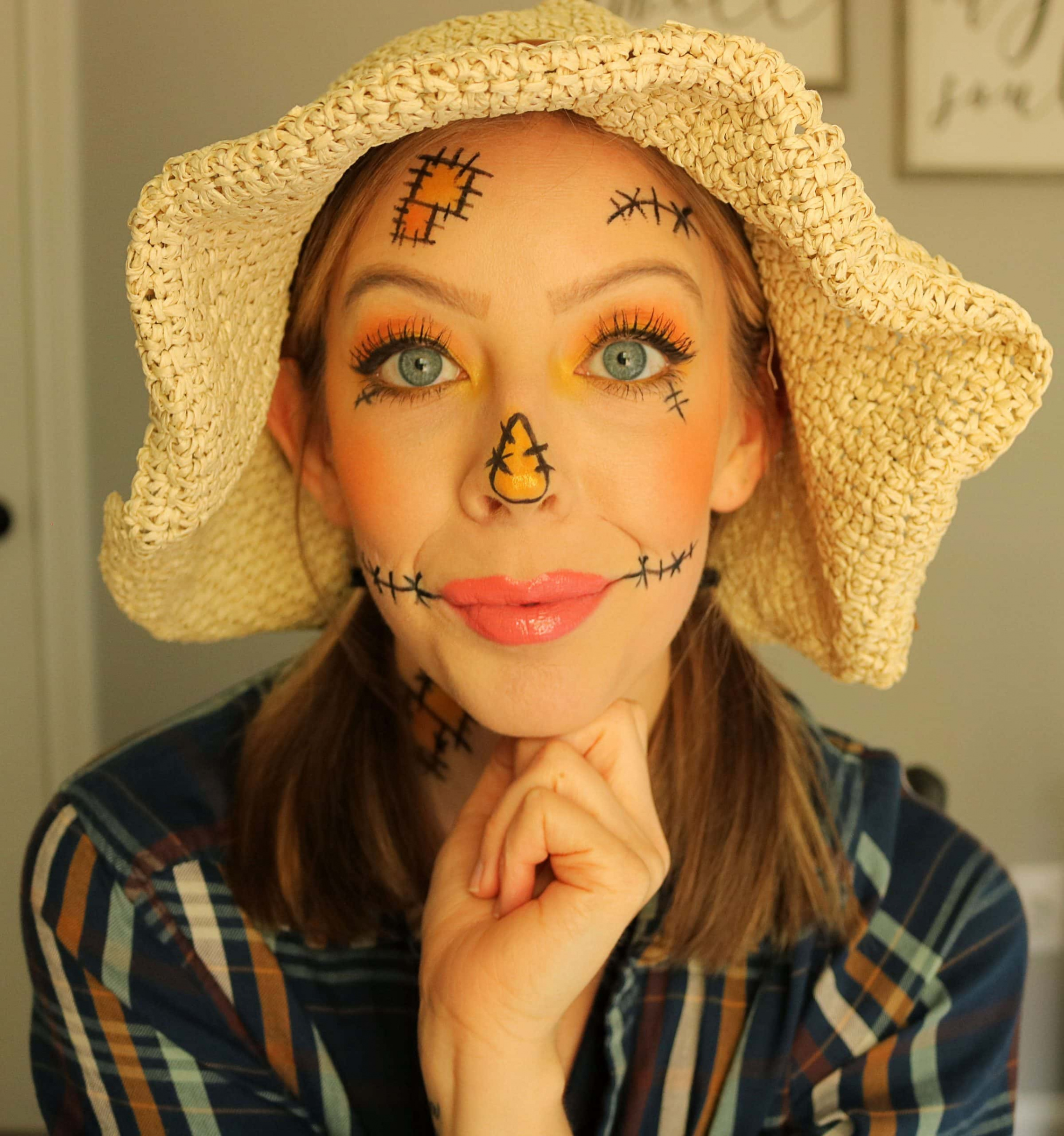 Cute Easy Scarecrow Makeup - Halloween Tutorial - Kindly Unspoken