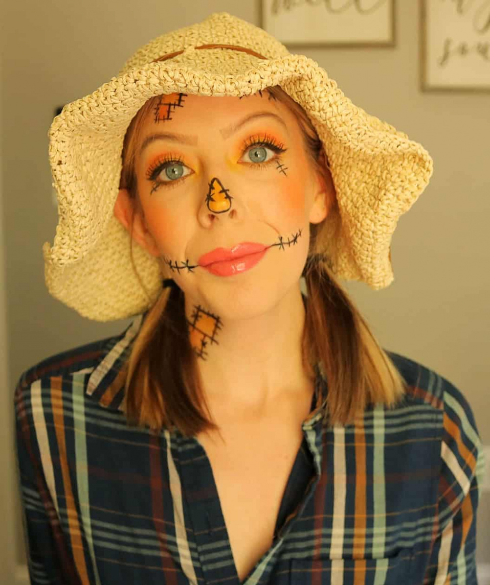 Cute Easy Scarecrow Makeup - Halloween Tutorial - Kindly Unspoken