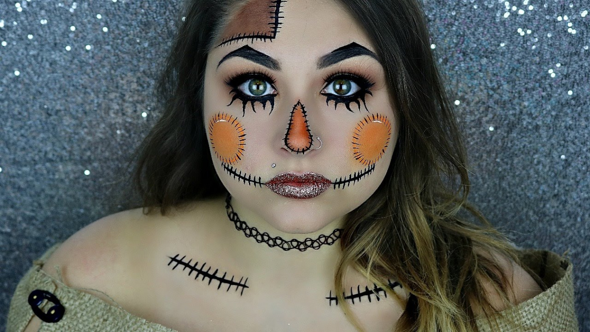Cute ScareCrow Halloween Makeup Tutorial  BeautyByJosieK