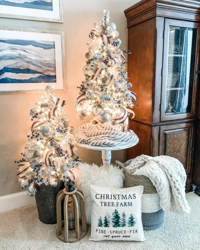 Decorating Ideas for Two Christmas Trees in Living Room