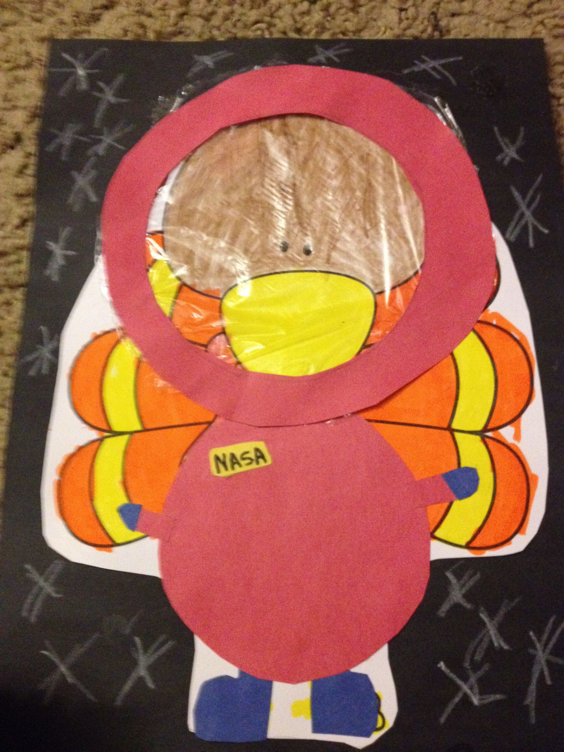 Disguise a turkey kindergarten project!! An astronaut!!  Turkey