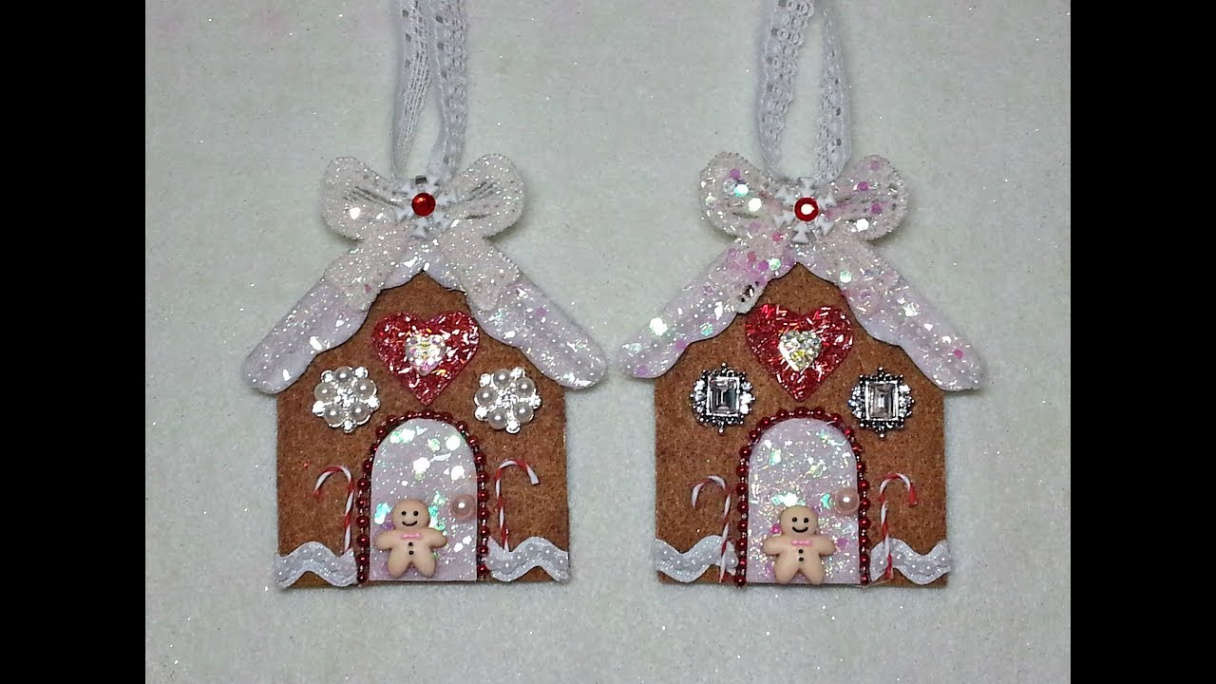 DIY~Sparkling Gingerbread House Ornament! Easy With Pattern!