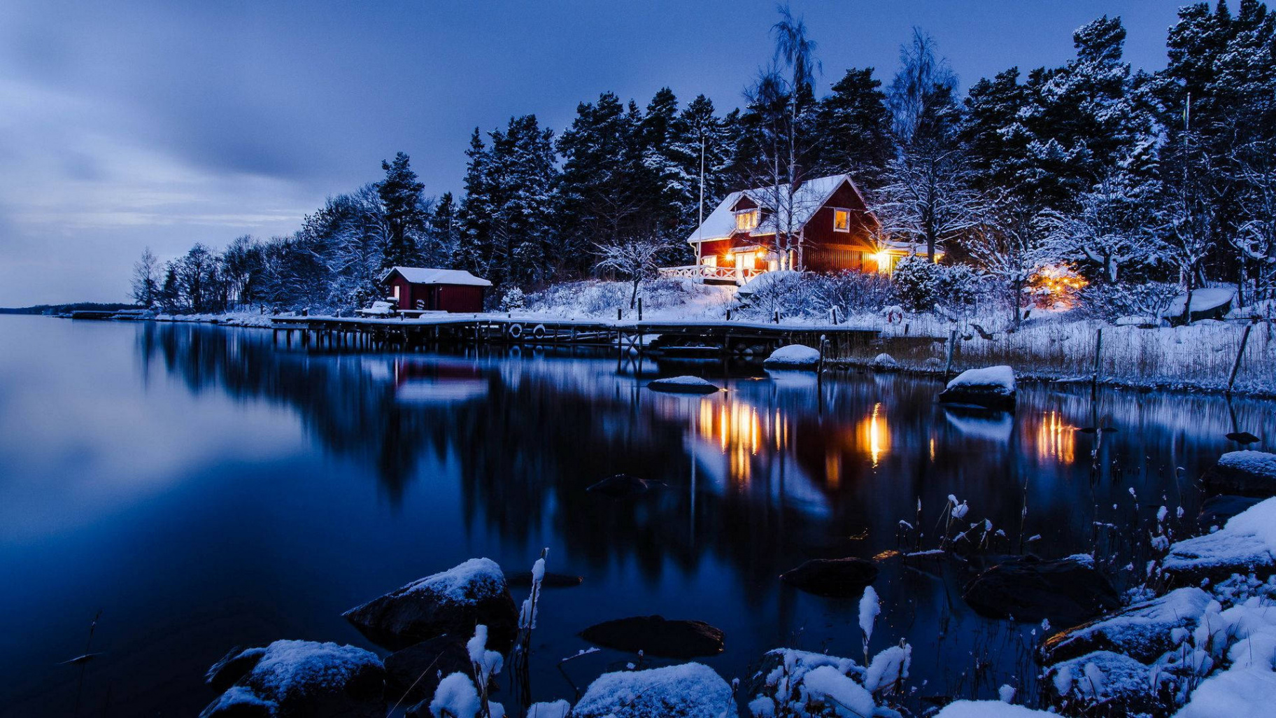 Download High Resolution Winter Cabins Wallpaper  Wallpapers