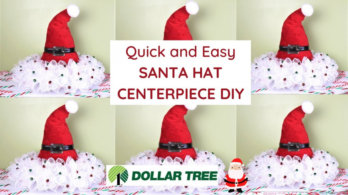 Easy Christmas High End SANTA HAT CENTERPIECE DIY Dollar Tree  Christmas  Decor Dollar Tree diy