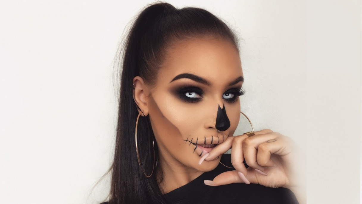 Easy Simple Last Minute Skull  Men Women Halloween Makeup Tutorial