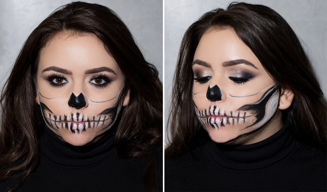 Easy Skeleton Makeup Tutorial: Perfect Half Skull How-To  Glamour