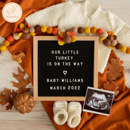 Editable Thanksgiving Pregnancy Announcement Fall Pregnancy - Etsy