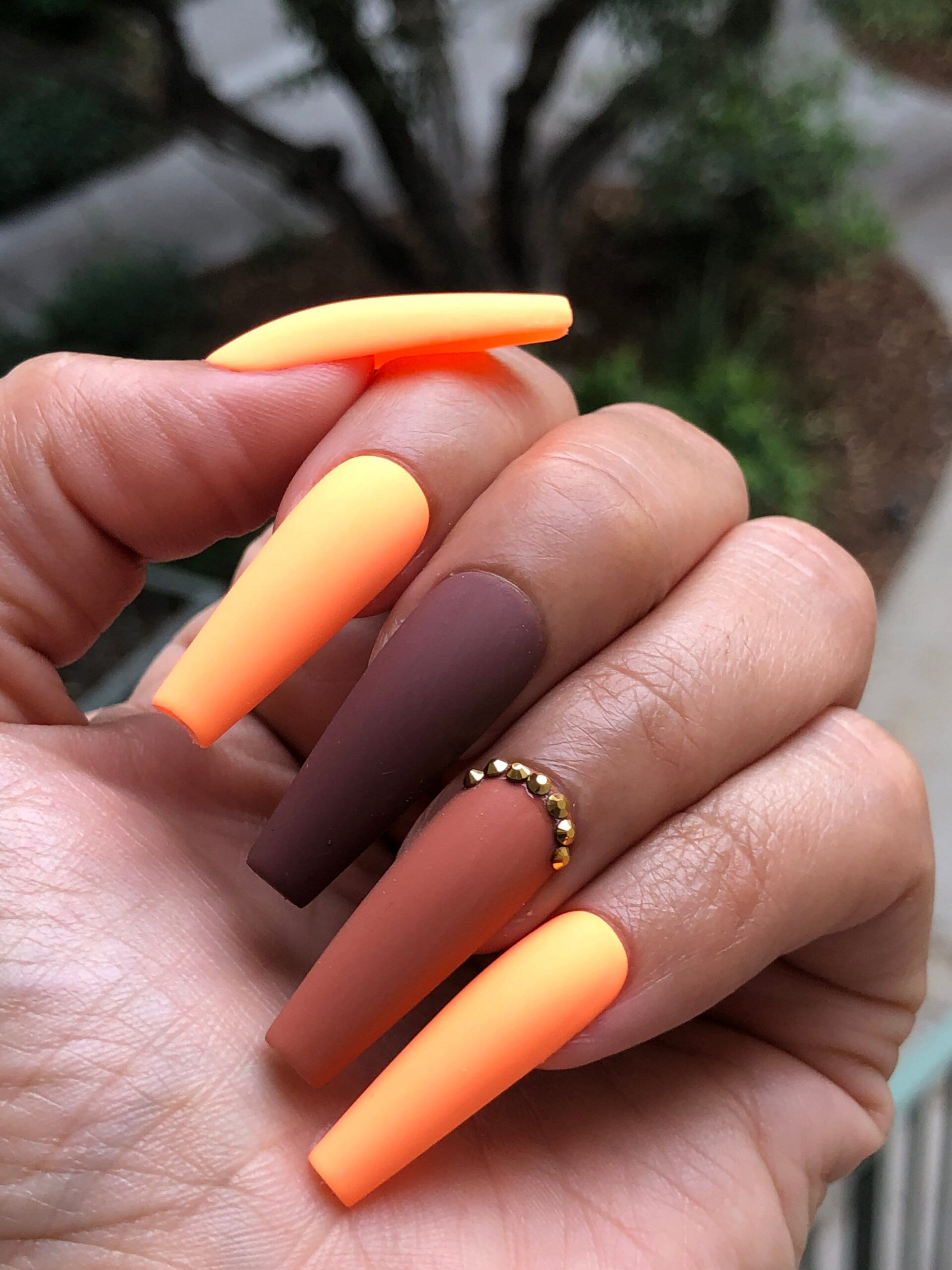 Fall Nails, November Nails, Thanksgiving Nails, Long Nails, Coffin