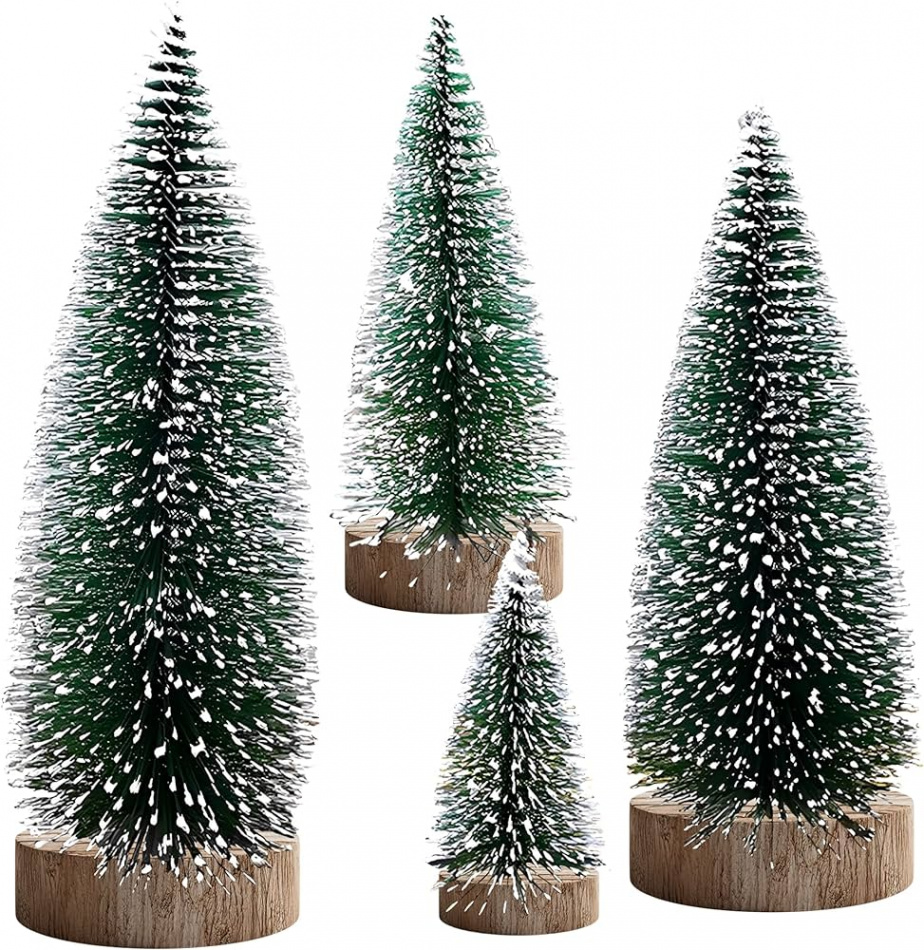 Flocked Mini Christmas Tree for Desk, Pack of , Christmas Decorations,  Christmas Table Decorations, Snow Frosted Christmas Tree, Christmas Table