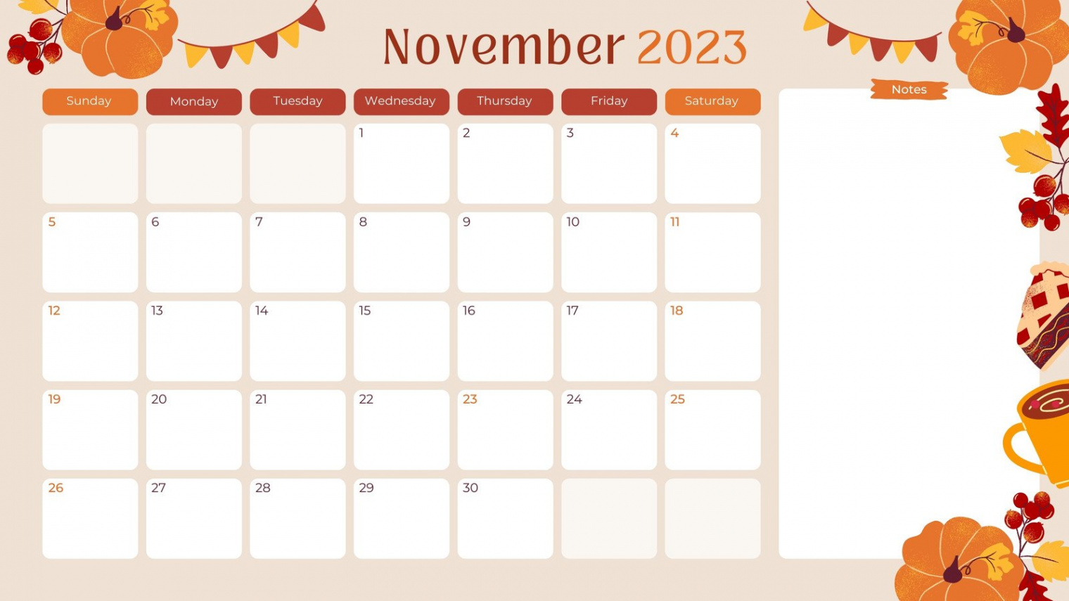 Free and customizable november templates