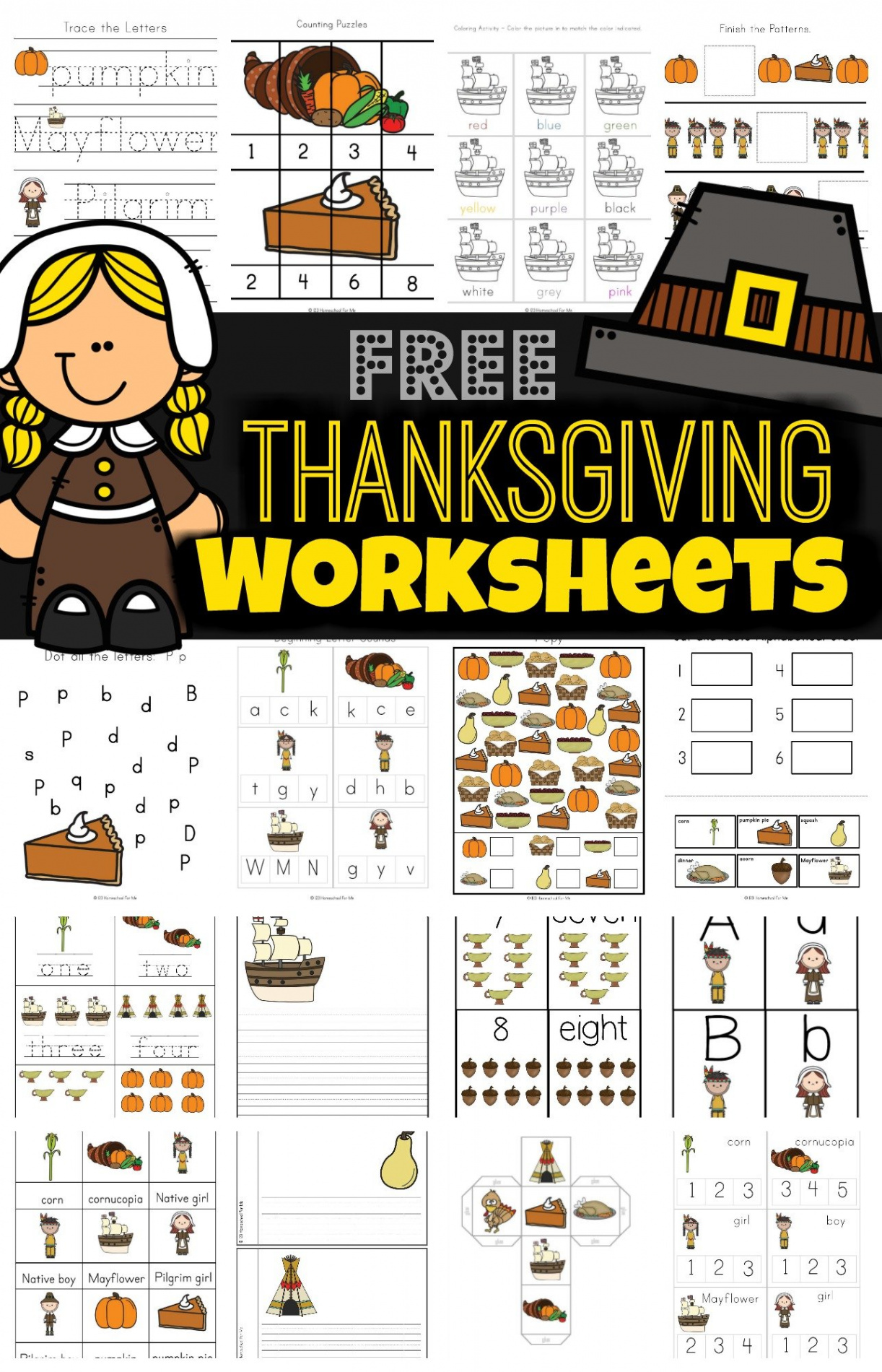 FREE Thanksgiving Worksheets for Kids
