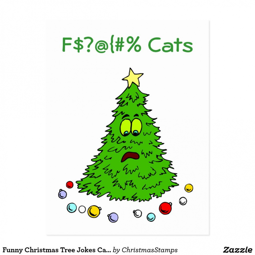 Funny Christmas Tree Jokes Cats Holiday Xmas Postcard  Christmas