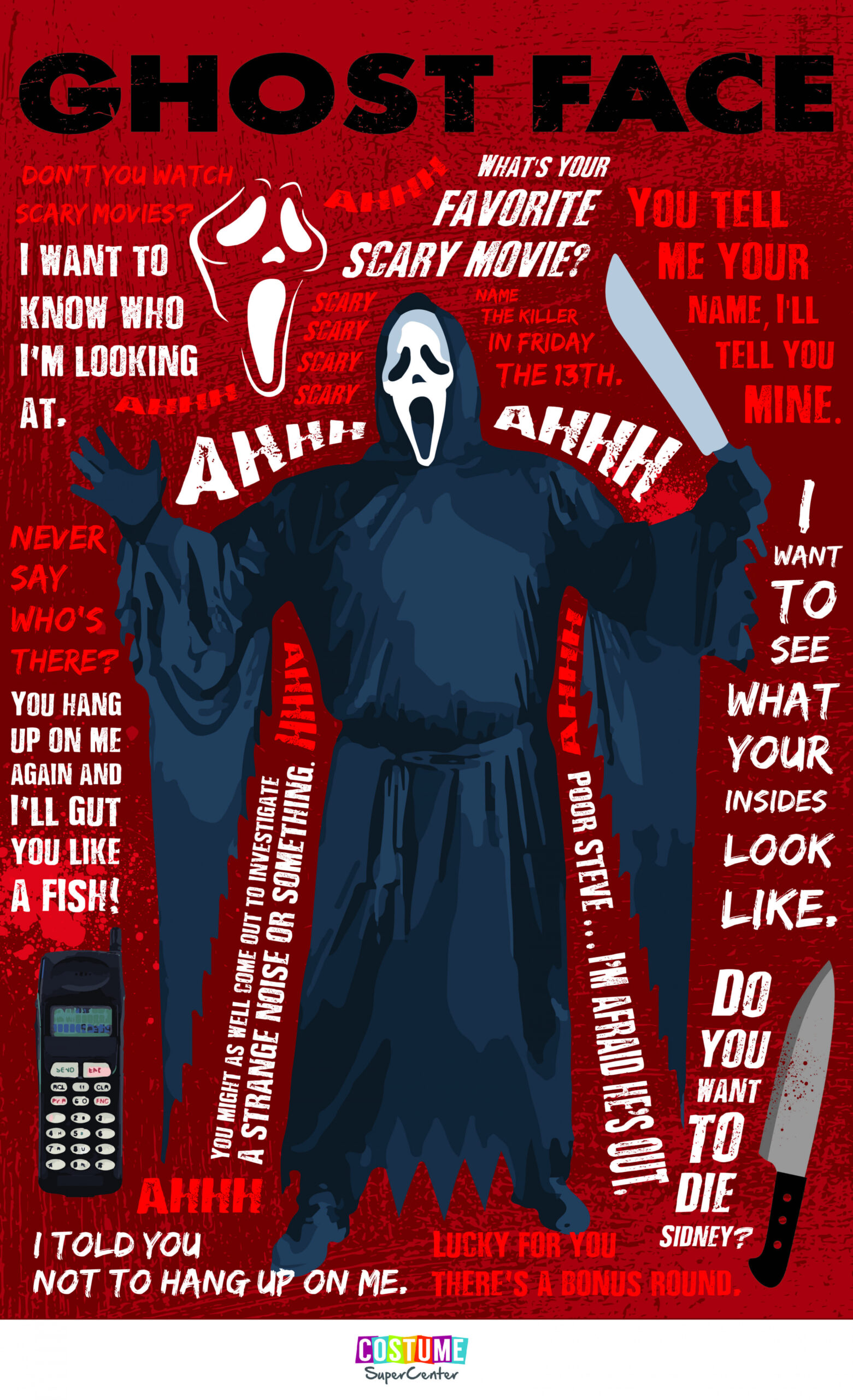 Ghostface Quotegraphic  Costume Supercenter Blog  Scary movies