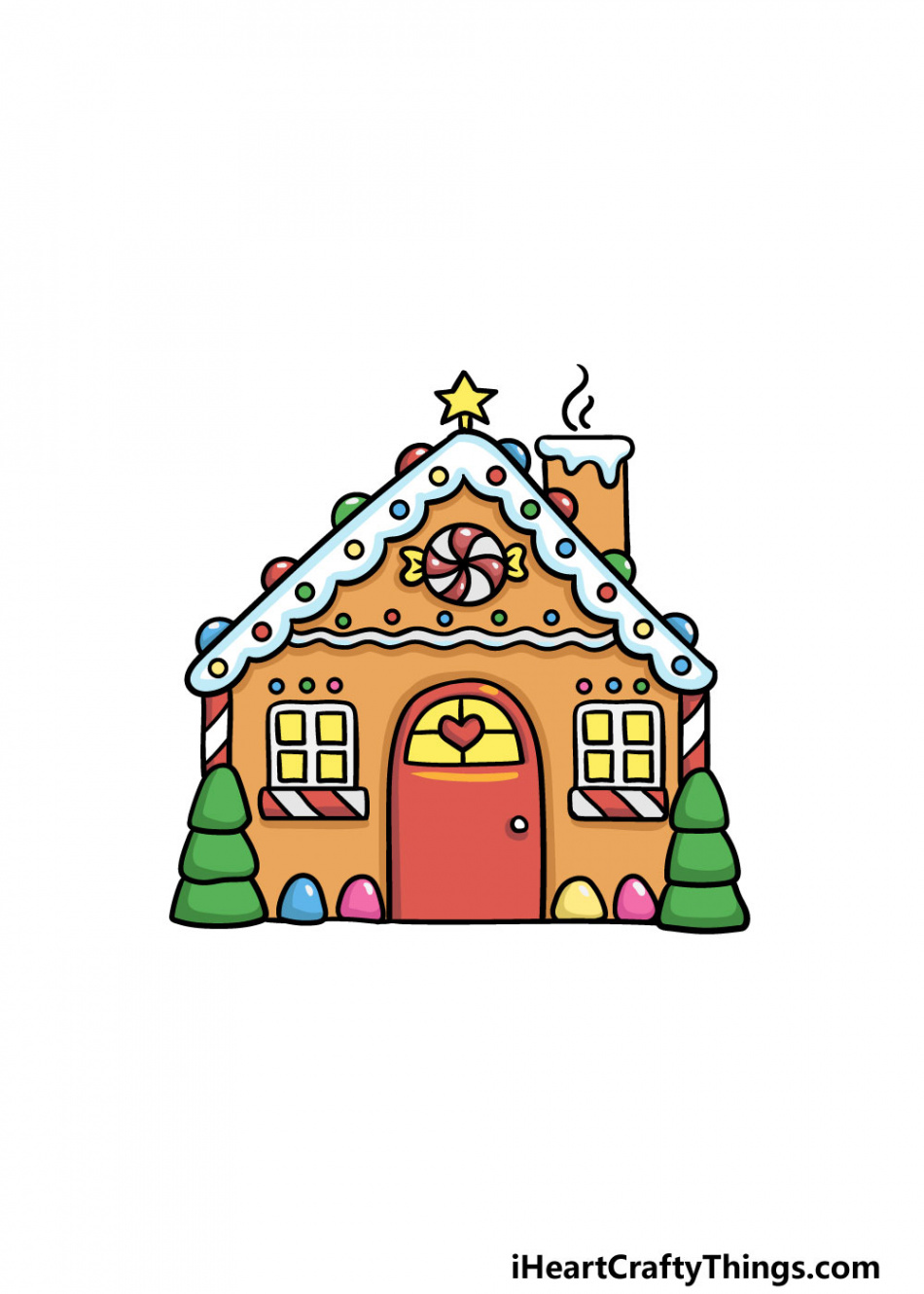 Gingerbread House Drawing - How To Draw A Gingerbread House Step