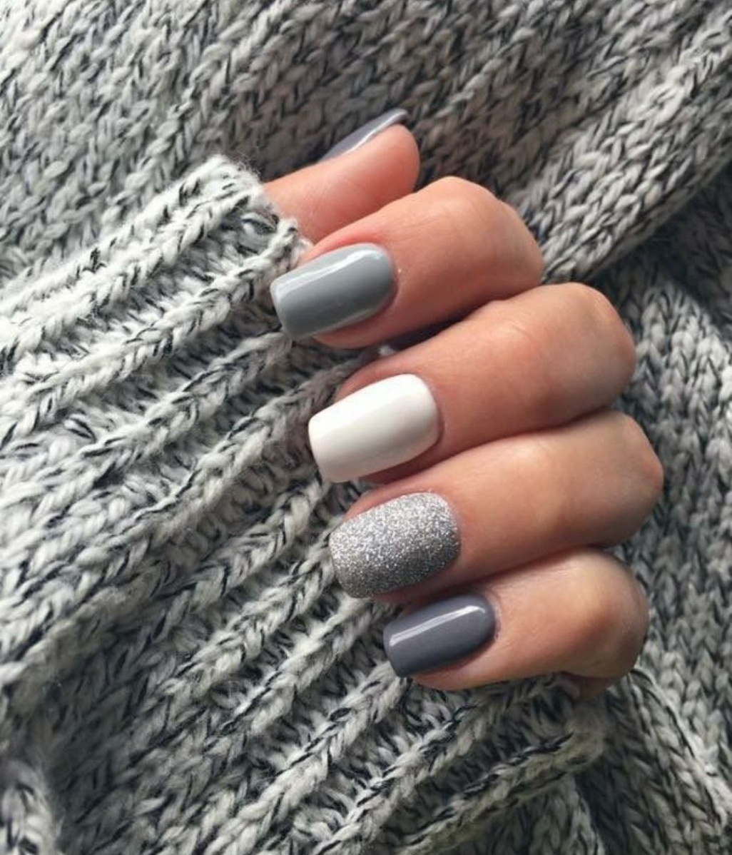 Grey nails Nails  cute nails  glitter nails  nails inspo