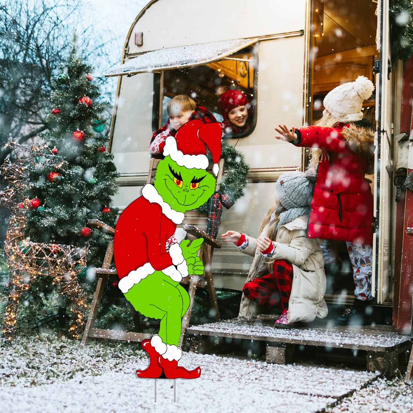 Grinch Christmas Decorations - Grinch Christmas Yard Signs with Stakes,  Extra Large for Christmas Outdoor Decorations - Xmas Outdoor Yard Sign Lawn