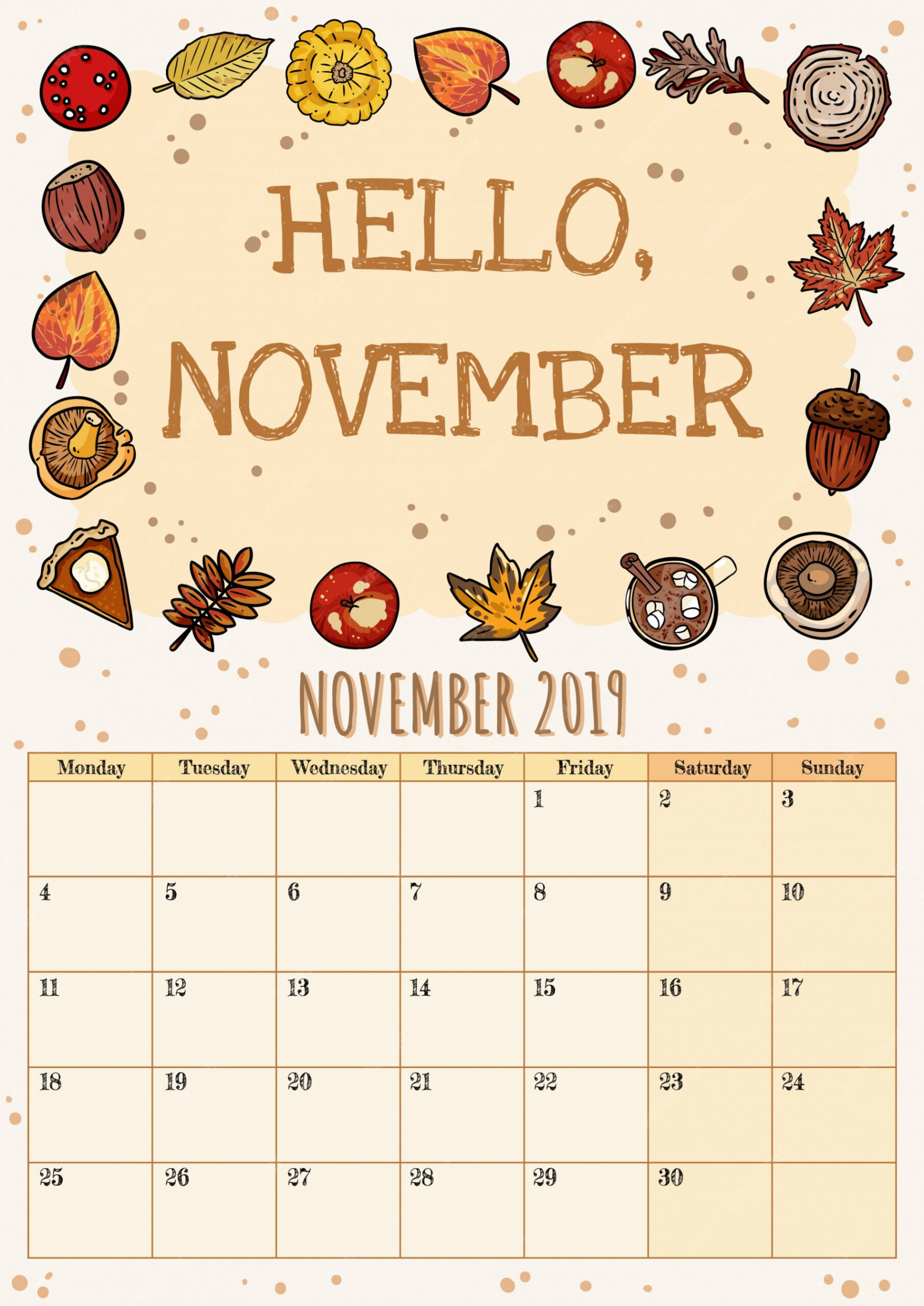 Hallo november niedlichen gemütlichen hygge  monatskalender