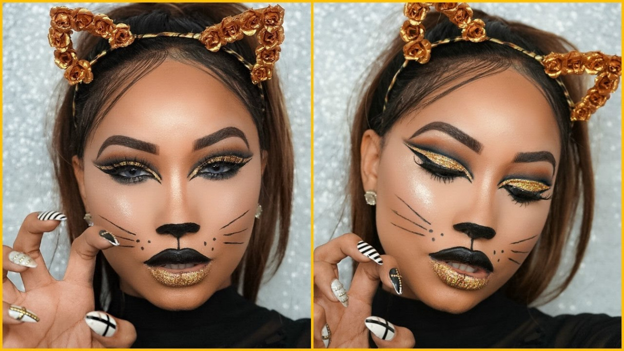 Halloween Full Glam  Cat Face Makeup