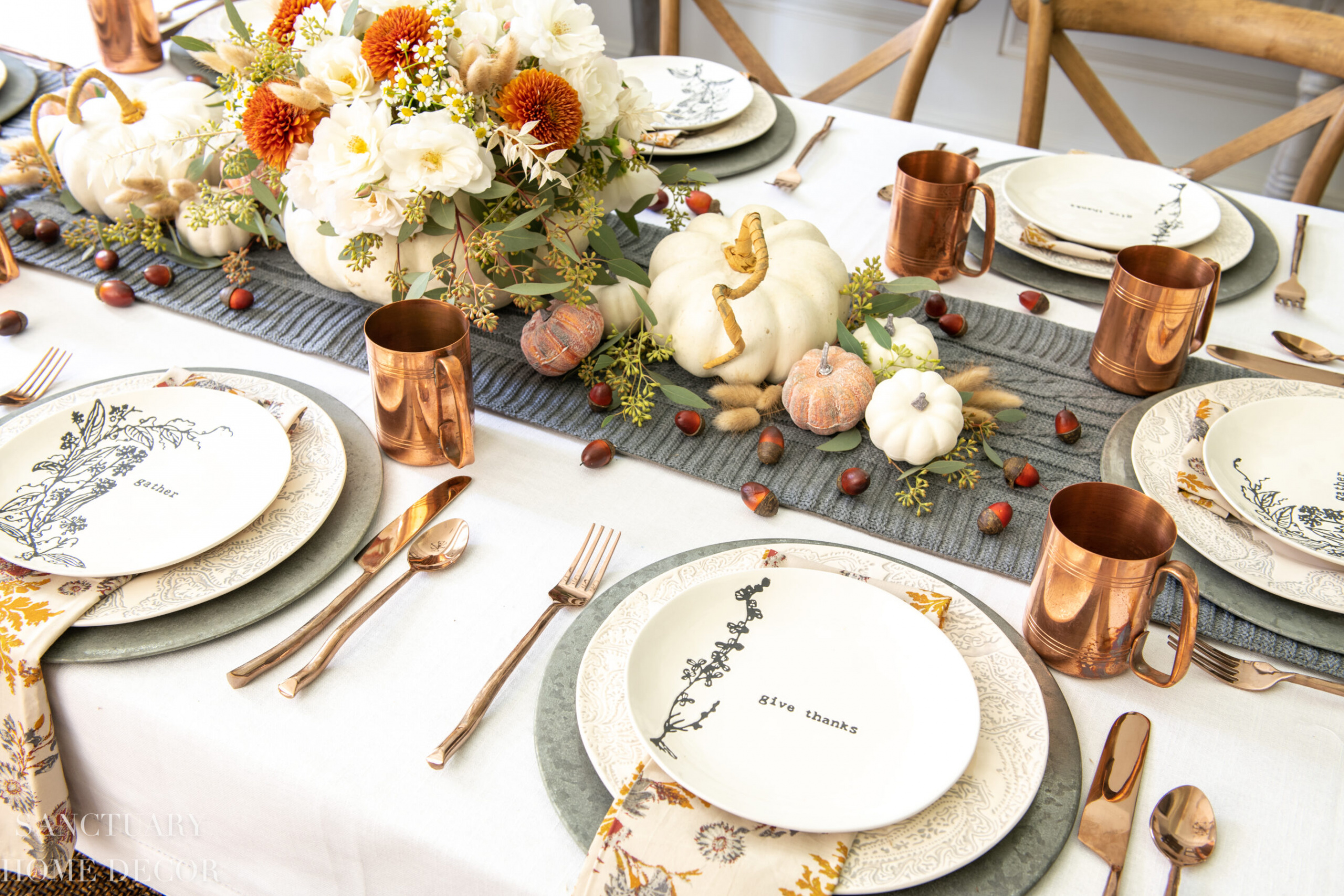 How To Set a Thanksgiving Table in Warm Fall Colors - Sanctuary