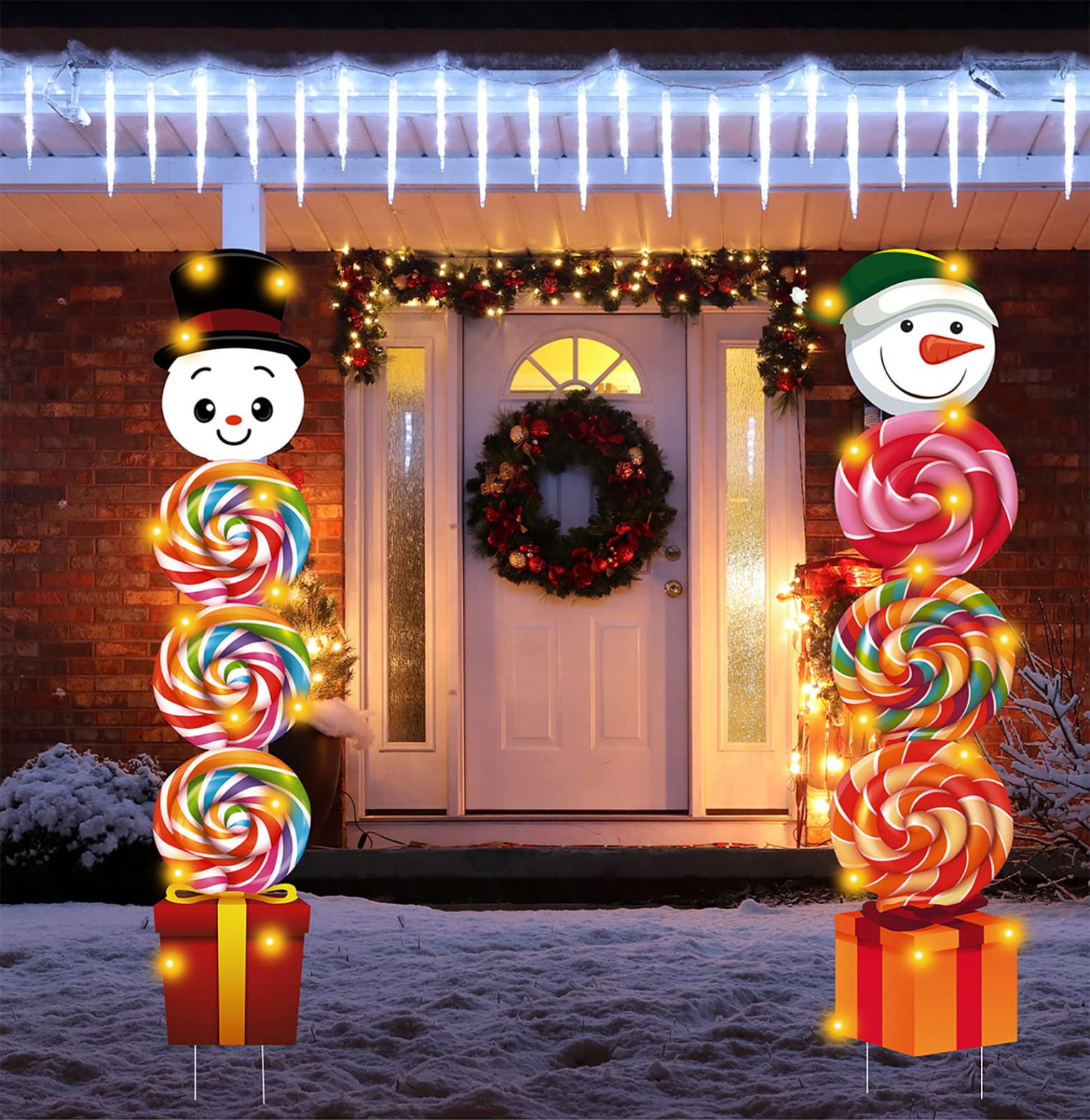 Inch Outdoor Christmas Decorations Signs with  LED String Lights New  Year Giant Christmas Decoration for Home Lawn Path Walkway Candyland Party