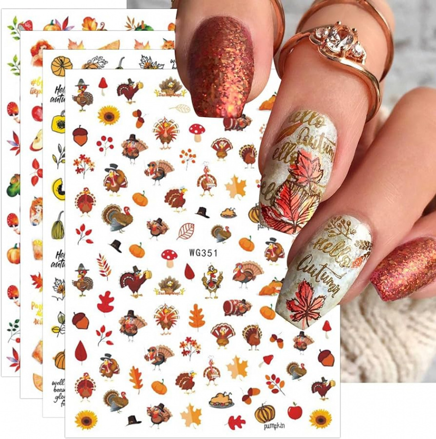 JMEOWIO Nail Stickers Autumn  Sheets Nail Art Stickers Self