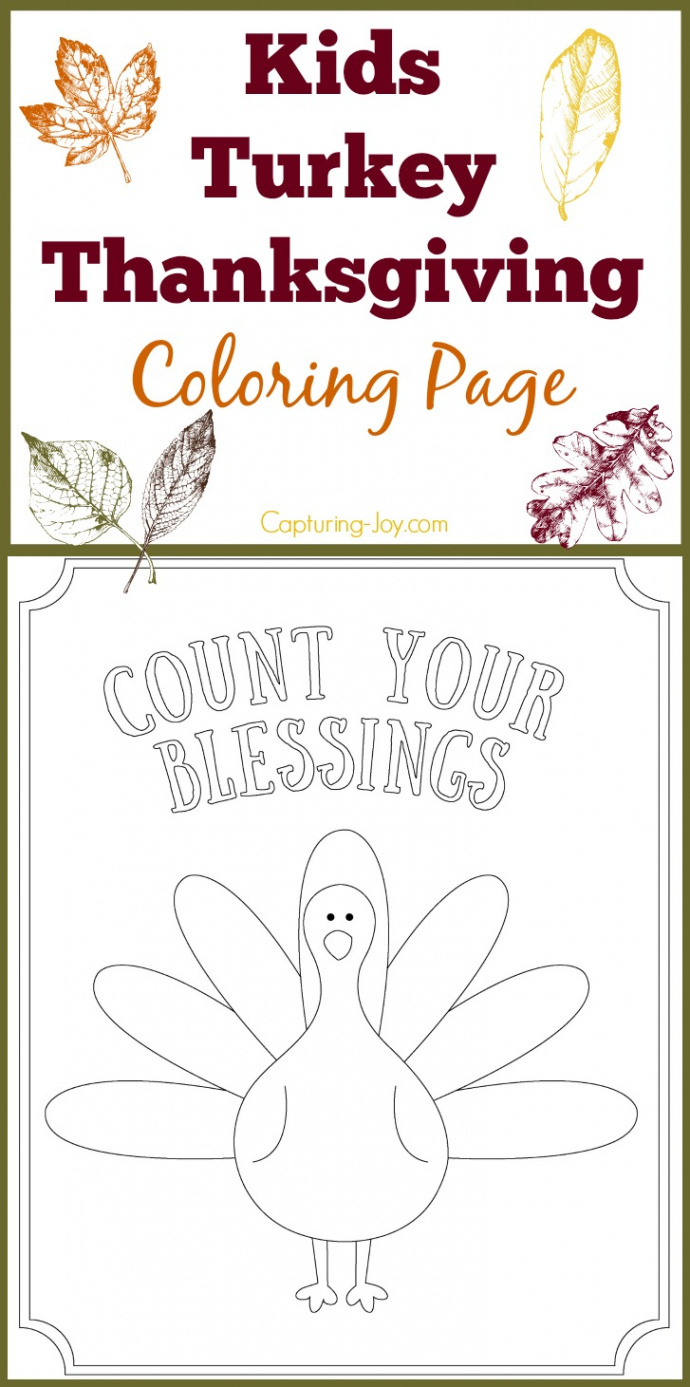 Kids Turkey Thanksgiving Coloring page: Count Your Blessings