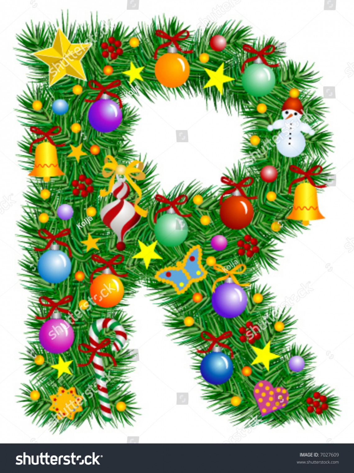Letter R Christmas Tree Decoration Part Stock Vector (Royalty Free
