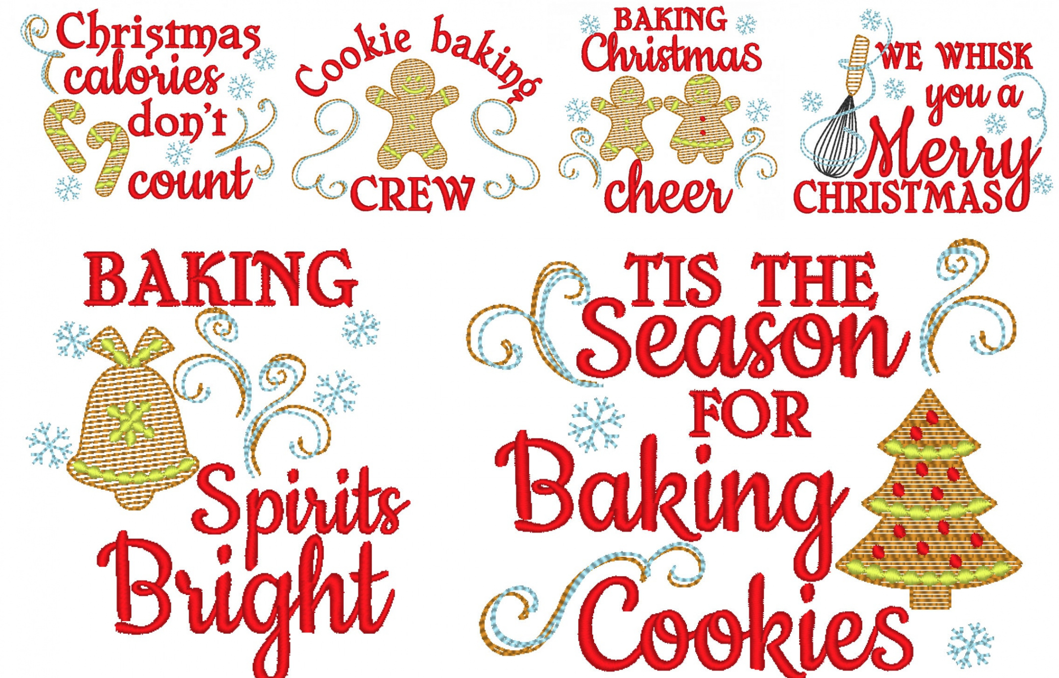 Merry Christmas kitchen baking kids cookies SET of  designs