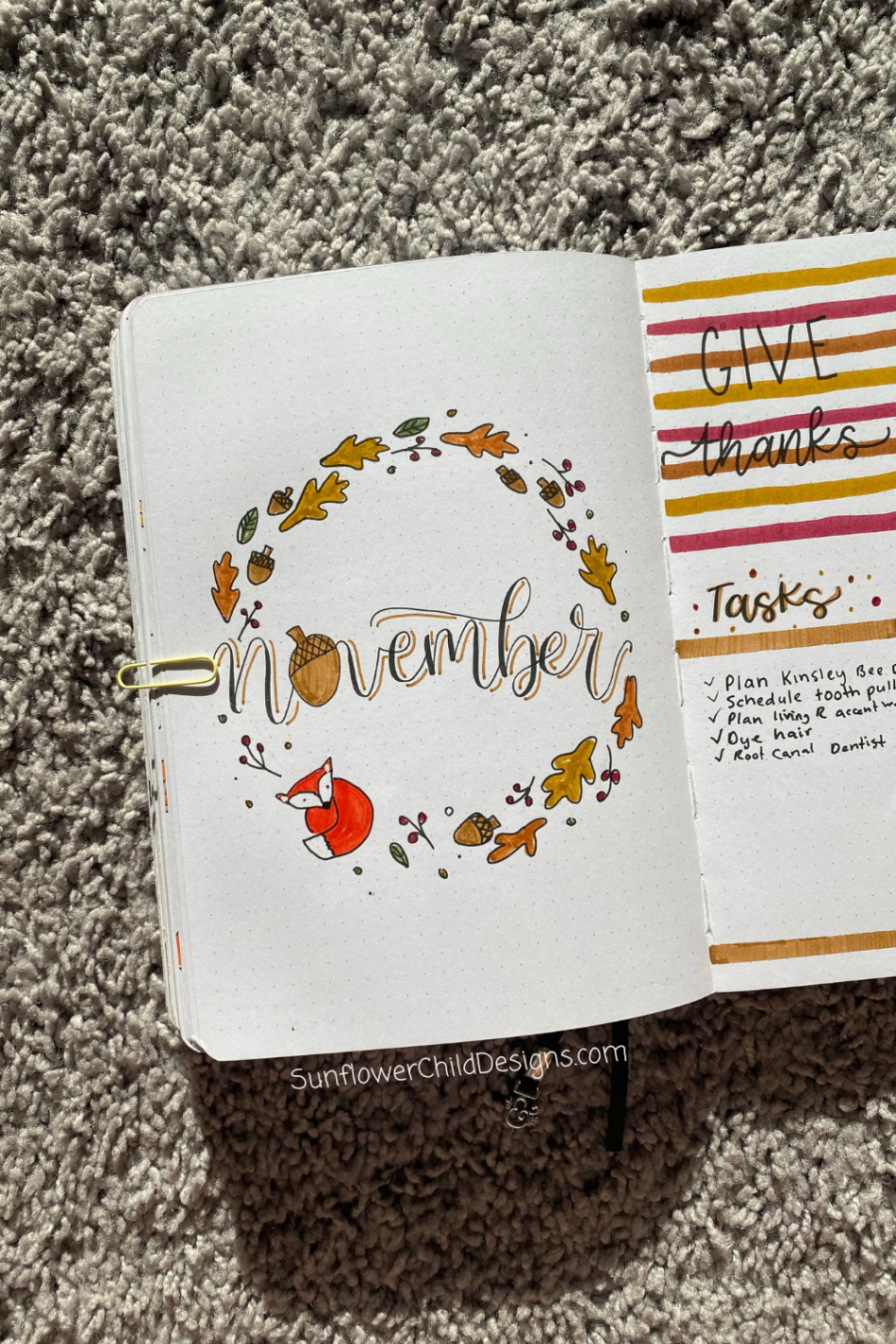 November Bullet Journal Ideas - Bullet Journal Leaves — Sunflower