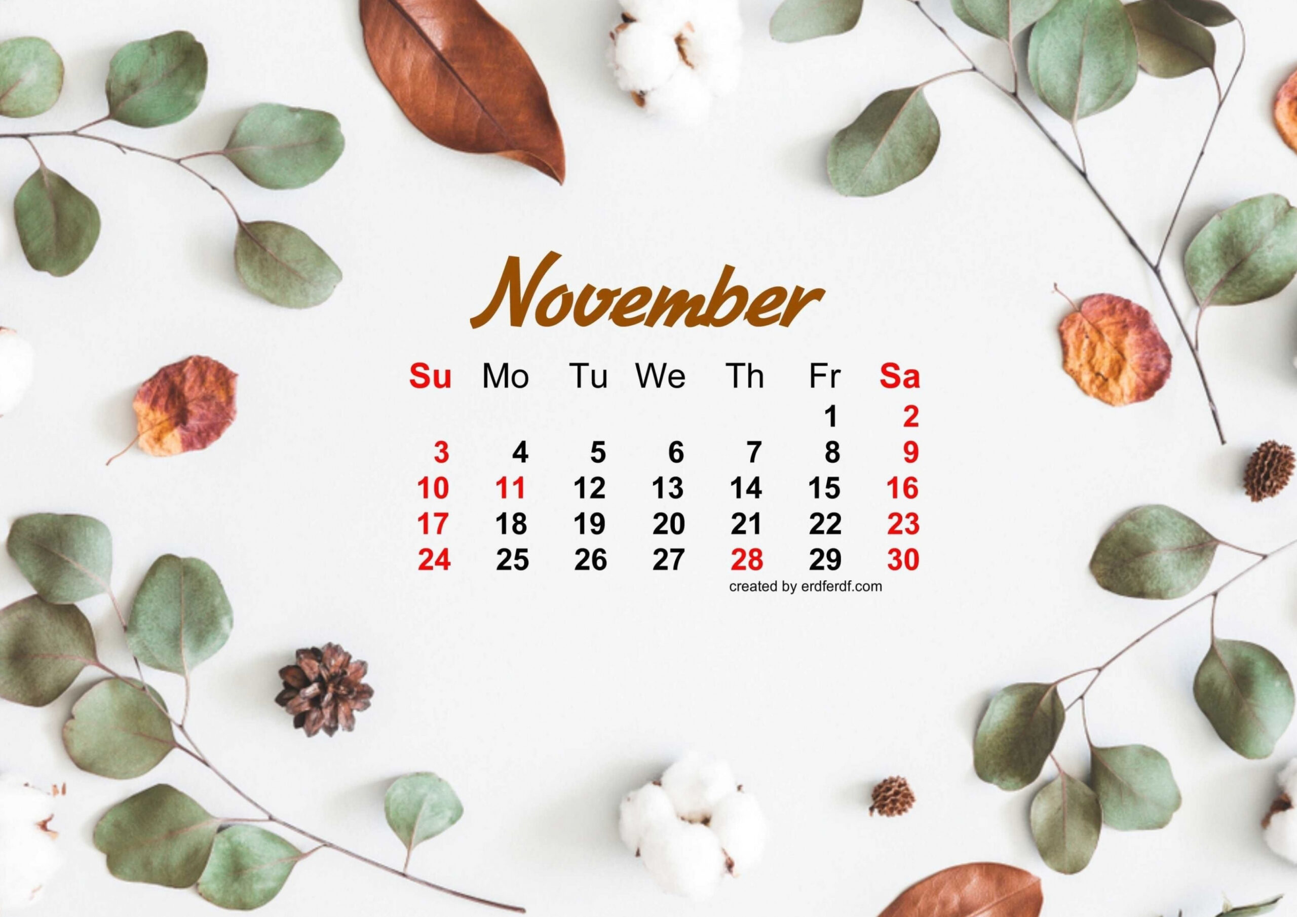 November  Calendar Wallpaper Autum  Calendar Template