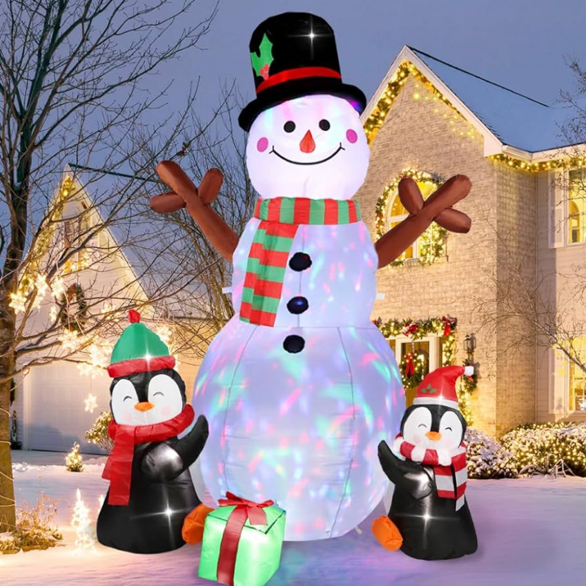 OurWarm Inflatable Christmas Decorations Outdoor Lighted Inflatable Snowman  Penguin Christmas Decorations with LED Lights for Yard, Lawn, Garden,