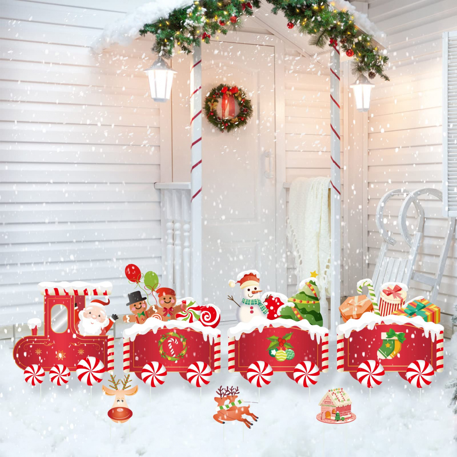 Outdoor Christmas Decorations -  Pieces Christmas Train Decorations Large  Christmas Train Lawn YardSee more Outdoor Christmas Decorations -  Pieces