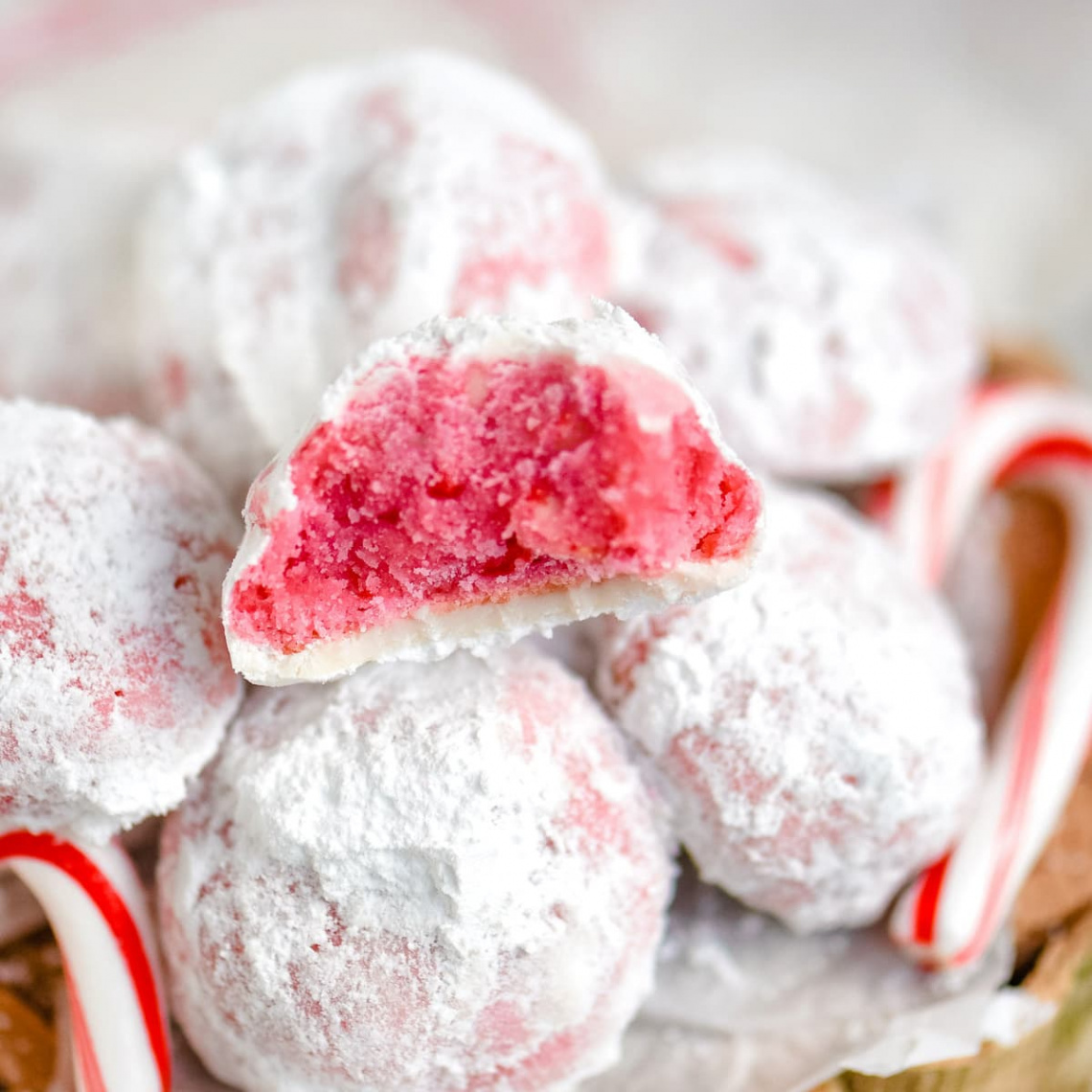 Peppermint Snowball Cookies