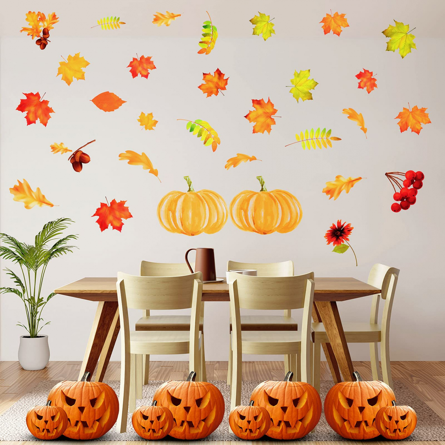 Pieces Fall Thanksgiving Wall Stickers Maple Leaves Pumpkin Wall Decals  Fall Thankful Harvest Wall Art Decor for Thanksgiving Party Home Office