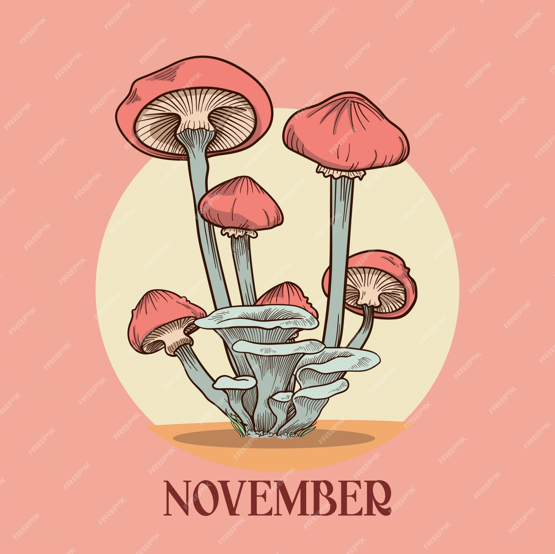 Premium Vector  November autumn with mushroom background wallpaper