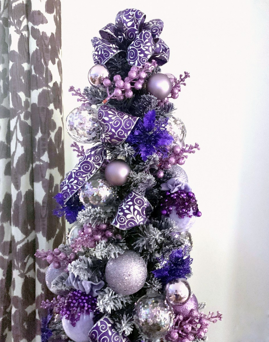 Purple Hues and Me: Purple Flocked Slim Christmas Tree