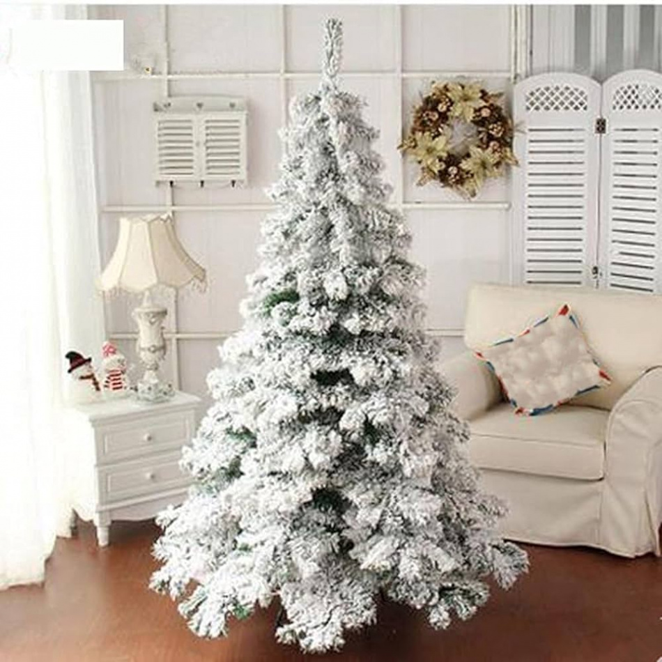 QARNBERG Christmas Tree, Premium Artificial Christmas Tree with Hinge,  Artificial Christmas Pine with Snow Effect for Holidays at Home, A