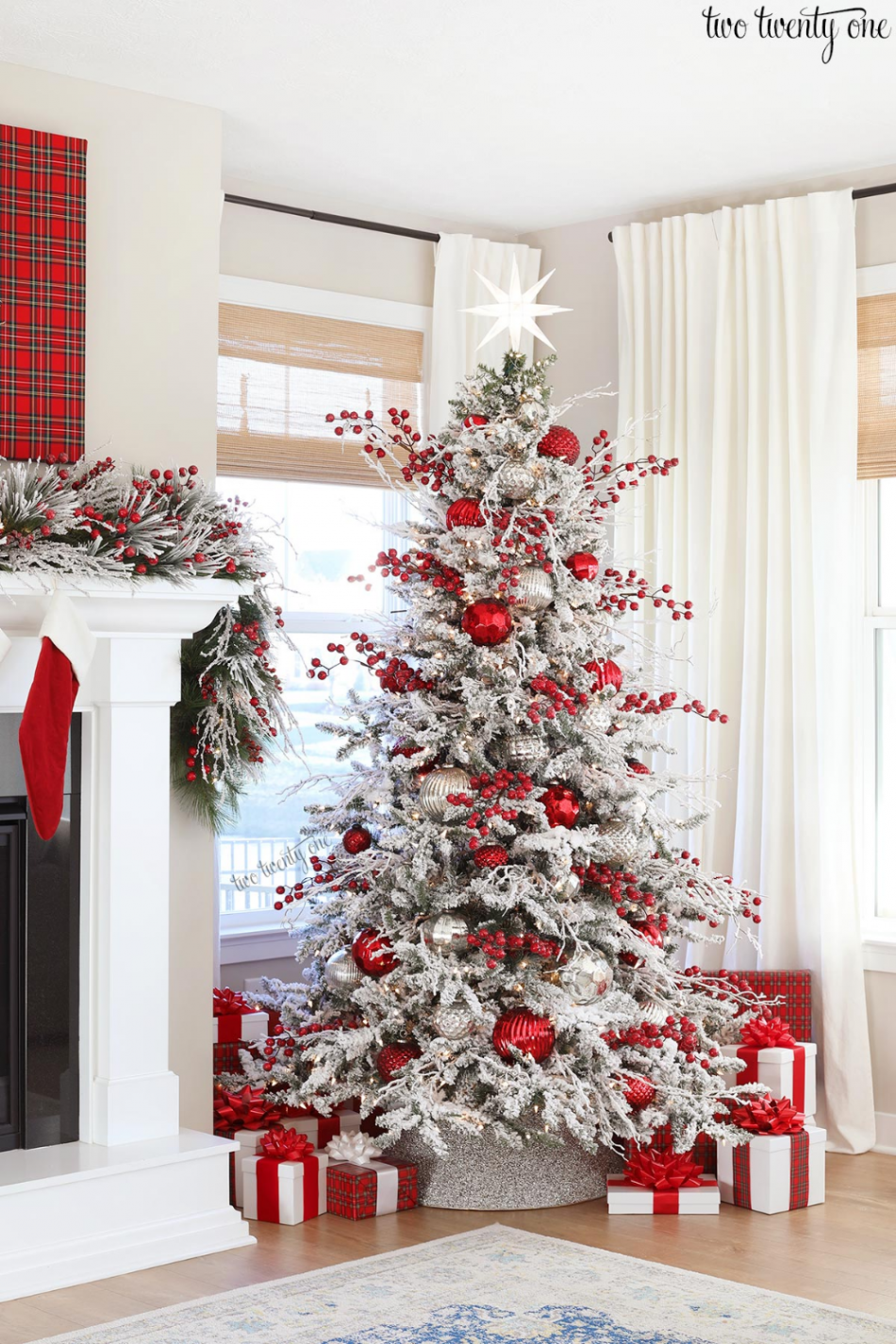 Red and Silver Christmas Tree  Glam christmas tree, Red christmas