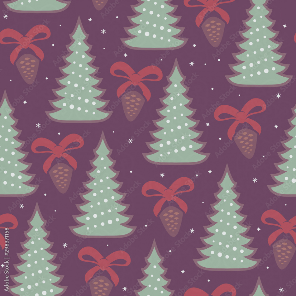 Retro Christmas holiday seamless vector pattern