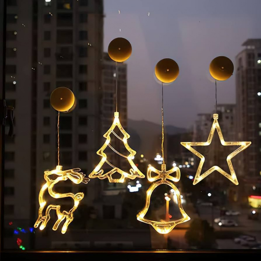 RosyFate Christmas Lighting Window,  x Suction Cup Fairy Lights, Window  Decoration, Hanging Window Light with Suction Cup, LED, Christmas  Decorations