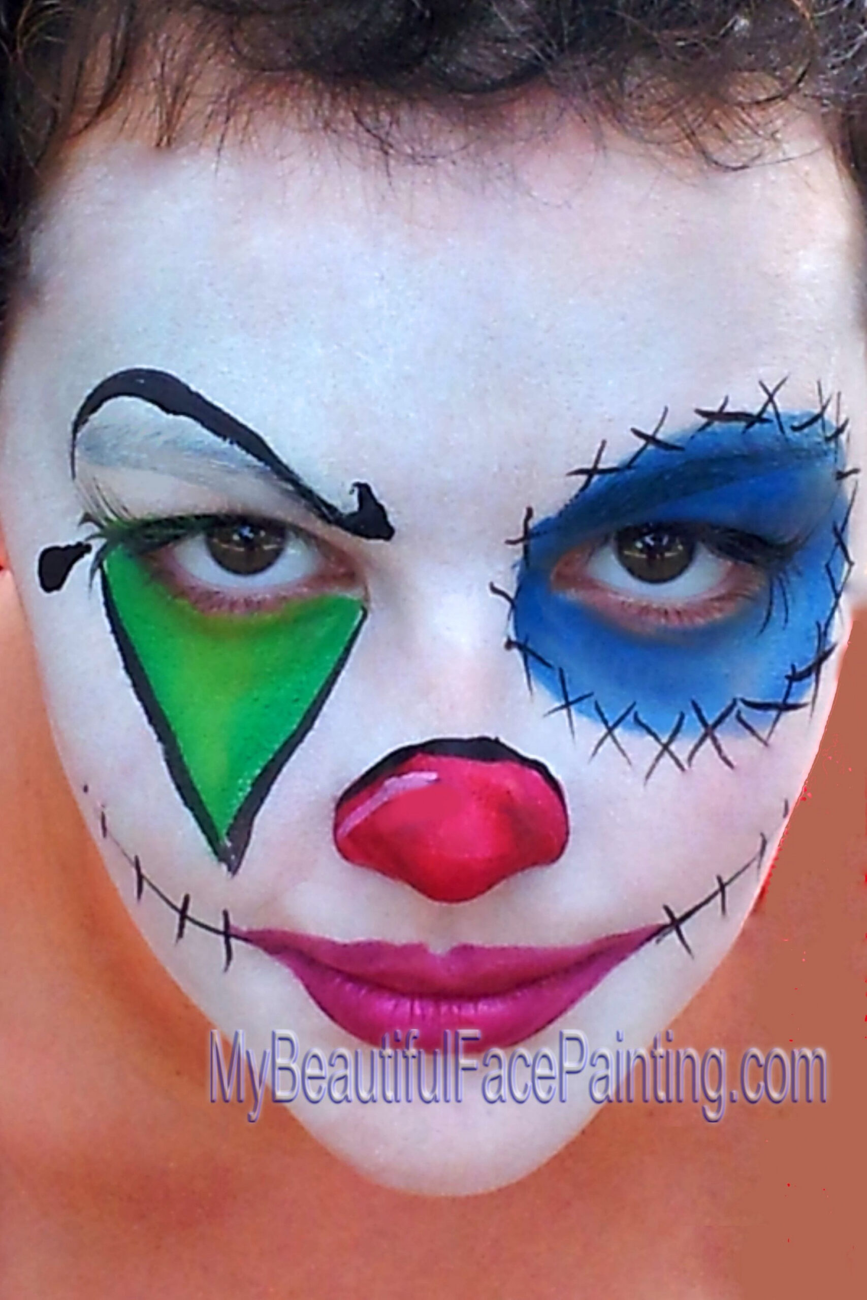 Scary, Creepy Clown face paint for Halloween party or event